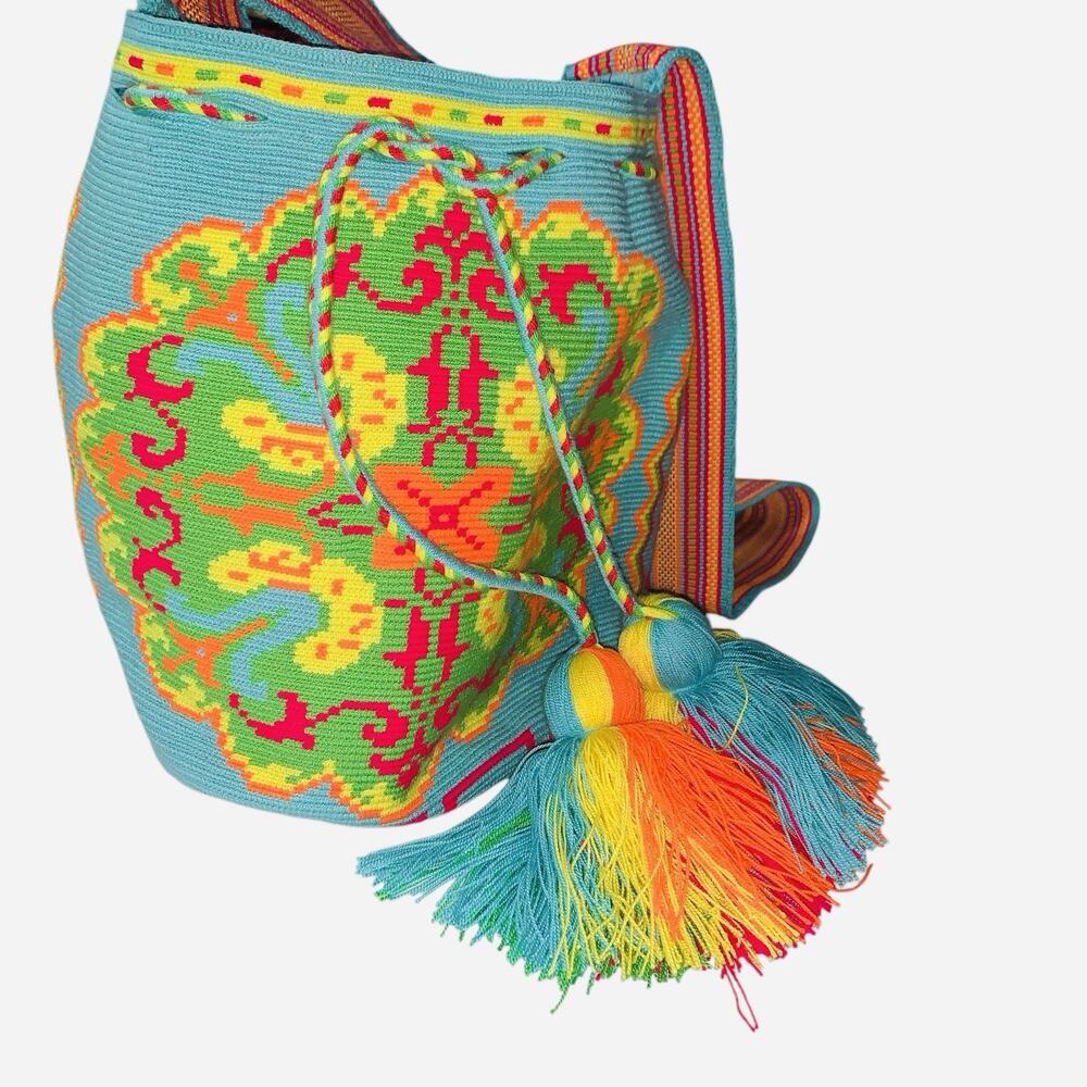Wayuu Tribe Mochila Bucket Boho Bag large - Picture 6 of 7